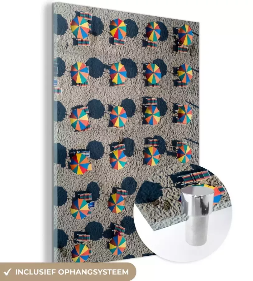 MuchoWow Glasschilderij 120x160 cm Schilderij acrylglas Parasol Strand Zomer Foto op glas Schilderijen