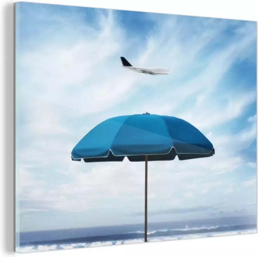 MuchoWow Glasschilderij Parasol Wolken Blauw 40x30 cm Acrylglas Schilderijen Foto op Glas