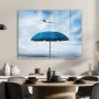 MuchoWow Glasschilderij 80x60 cm Schilderij acrylglas Parasol Wolken Blauw Foto op glas Schilderijen - Thumbnail 2