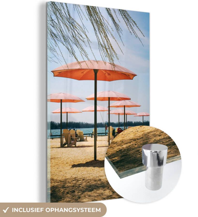 MuchoWow Glasschilderij 120x180 cm Schilderij acrylglas Parasols op Sugar Beach Foto op glas Schilderijen