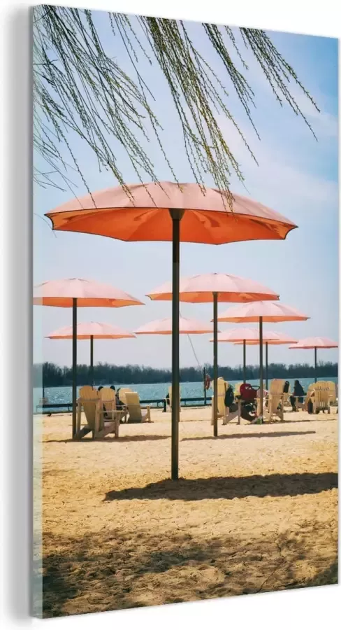 MuchoWow Glasschilderij Parasols op Sugar Beach 120x180 cm Acrylglas Schilderijen Foto op Glas