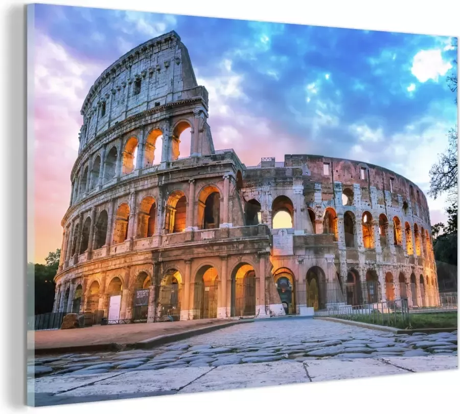 MuchoWow Glasschilderij Rome Colosseum Lampen 120x80 cm Acrylglas Schilderijen Foto op Glas