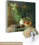 MuchoWow Glasschilderij 50x50 cm Schilderij acrylglas Stilleven Bloemen Appel Mandje Tafel Schilderij Foto op glas Schilderijen - Thumbnail 2