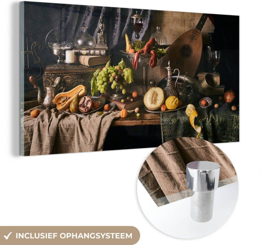 MuchoWow Glasschilderij 120x60 cm Schilderij acrylglas Stilleven Eten Tafel Foto op glas Schilderijen