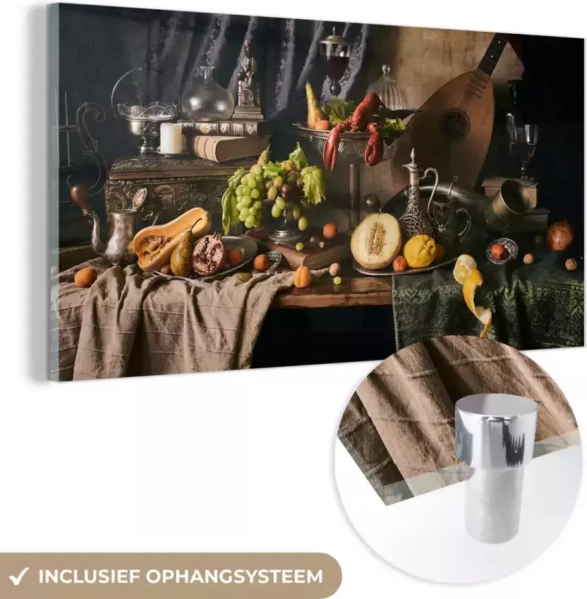 MuchoWow Glasschilderij 120x60 cm Schilderij acrylglas Stilleven Eten Tafel Foto op glas Schilderijen - Foto 2