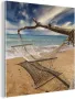 MuchoWow Glasschilderij 50x50 cm Schilderij acrylglas Strand Zee Hangmat Foto op glas Schilderijen - Thumbnail 3