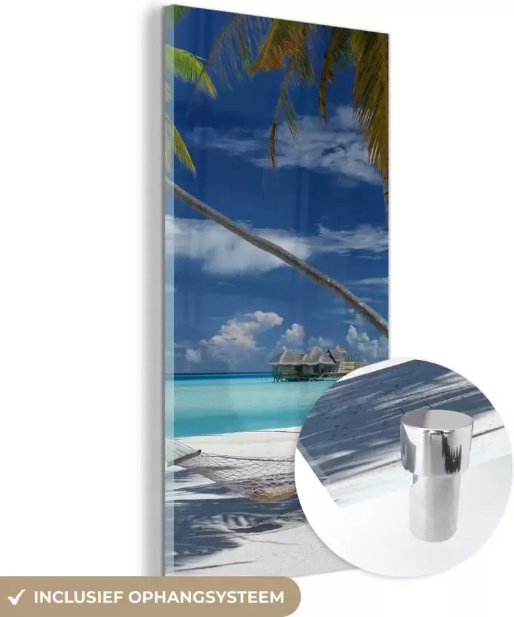 MuchoWow Glasschilderij 60x120 cm Schilderij acrylglas Strand Zomer Hangmat Foto op glas Schilderijen - Foto 2