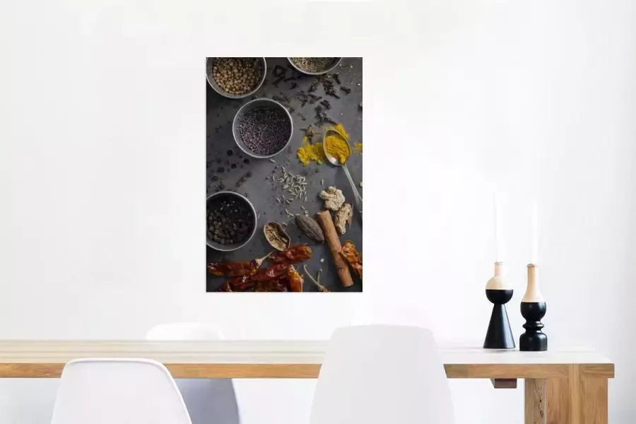 MuchoWow Glasschilderij Tafel gevuld met kruiden 40x60 cm Acrylglas Schilderijen Foto op Glas