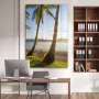 MuchoWow Glasschilderij 100x150 cm Schilderij acrylglas Twee palmbomen op het strand met een hangmat Foto op glas Schilderijen - Thumbnail 3