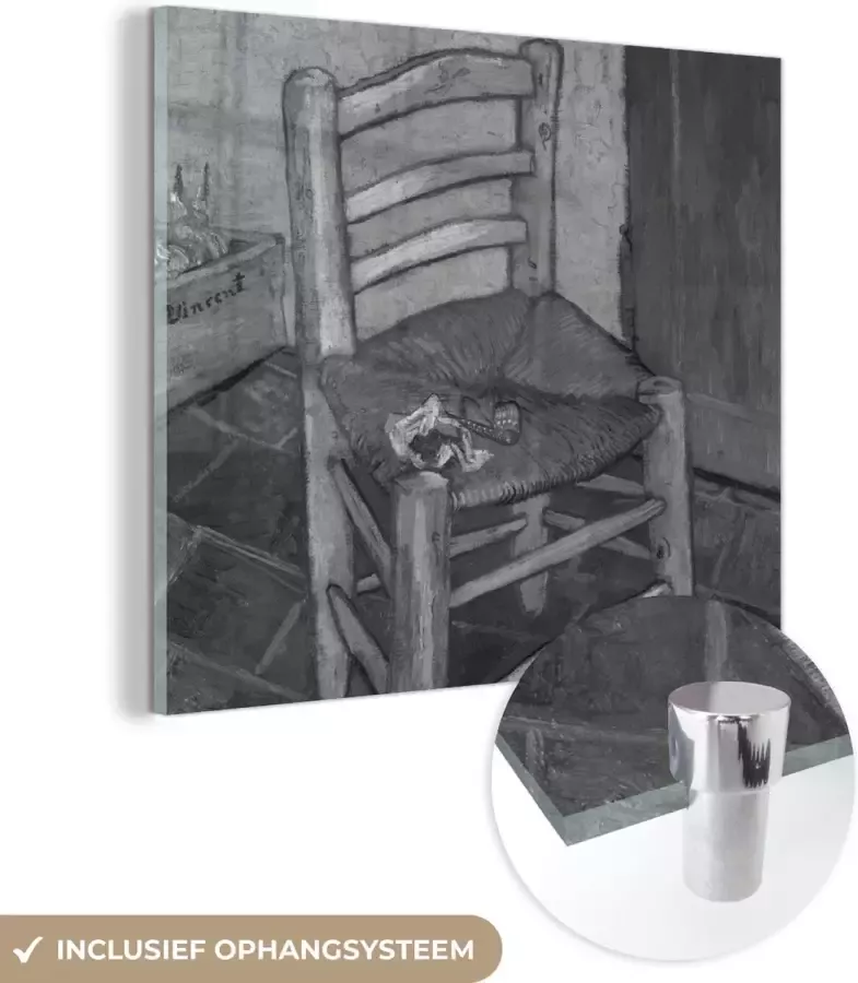 MuchoWow Glasschilderij Van Gogh's Chair Vincent van Gogh 90x90 cm Acrylglas Schilderijen Foto op Glas
