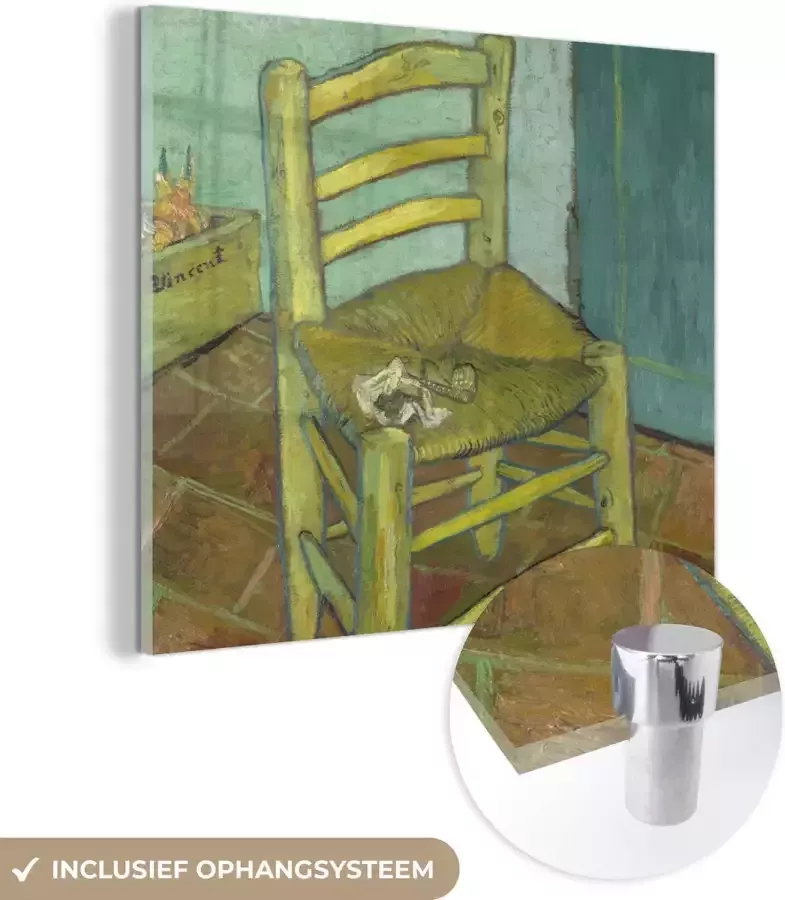 MuchoWow Glasschilderij 50x50 cm Schilderij acrylglas Vincents stoel Vincent van Gogh Foto op glas Schilderijen - Foto 2