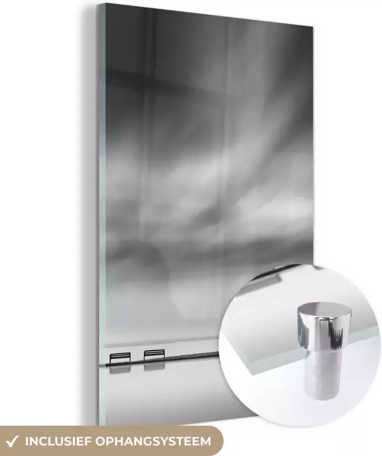 MuchoWow Glasschilderij Water Parasol Bank Pier Schilderij glas Foto op glas 120x180 cm Muurdecoratie - Foto 2