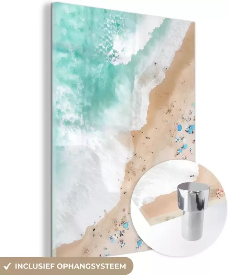 MuchoWow Glasschilderij 40x60 cm Schilderij acrylglas Zee Strand Parasols Zomer Foto op glas Schilderijen - Foto 3