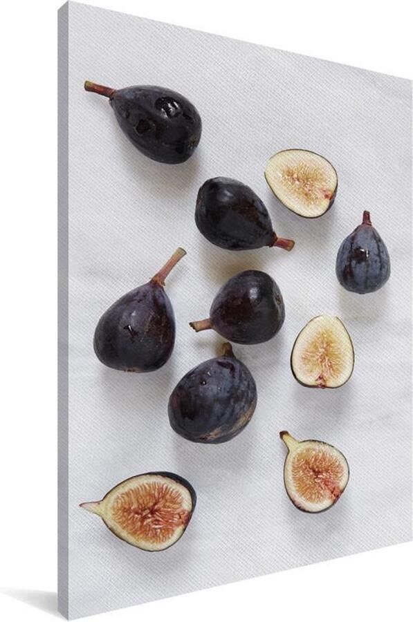 MuchoWow Canvas schilderij 90x140 cm Wanddecoratie Vijgen op een marmeren tafel Muurdecoratie woonkamer Slaapkamer decoratie Kamer accessoires Schilderijen