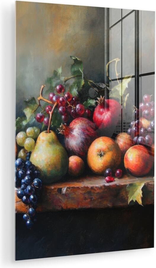 MuchoWow Glasschilderij 120x180 cm Schilderij acrylglas Rustiek Stilleven Fruit Foto op glas Muurdecoratie woonkamer Wanddecoratie slaapkamer Schilderijen
