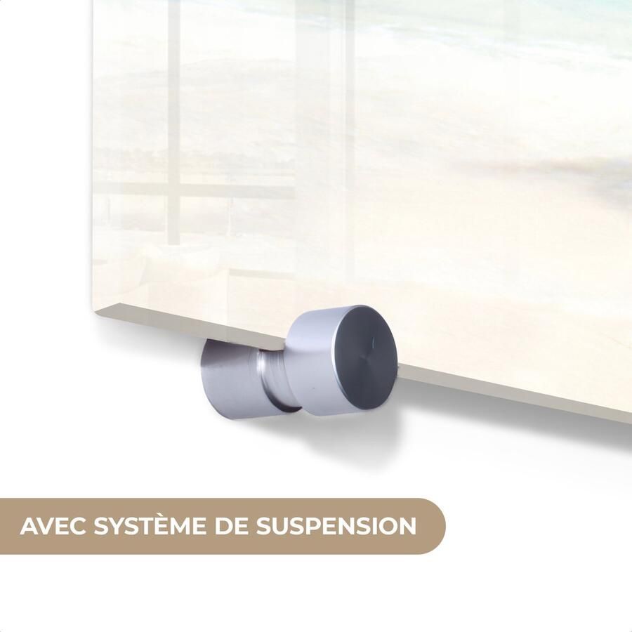 MuchoWow Glasschilderij 30x20 cm Schilderij acrylglas Strand Hangmat Zee Palmboom Foto op glas Muurdecoratie woonkamer Wanddecoratie slaapkamer Schilderijen