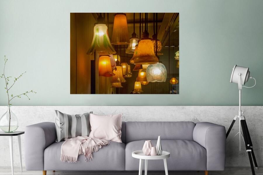 MuchoWow Glasschilderij Art-Deco lampenkappen 160x120 cm Acrylglas Schilderijen Foto op Glas