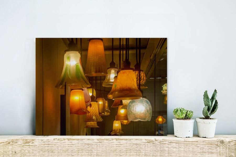 MuchoWow Glasschilderij Art-Deco lampenkappen 40x30 cm Acrylglas Schilderijen Foto op Glas