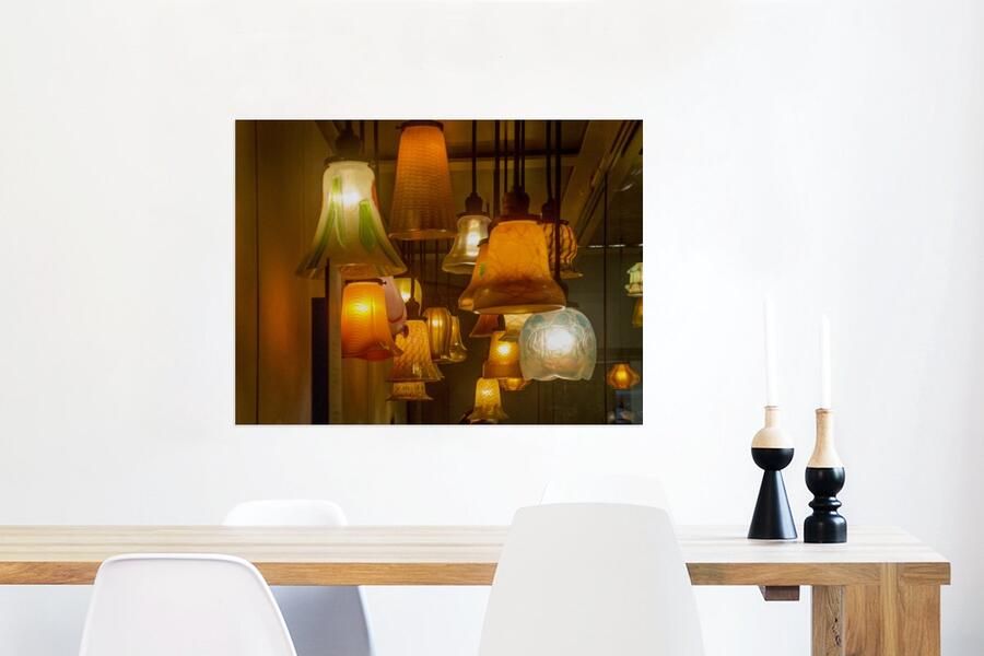 MuchoWow Glasschilderij Art-Deco lampenkappen 80x60 cm Acrylglas Schilderijen Foto op Glas