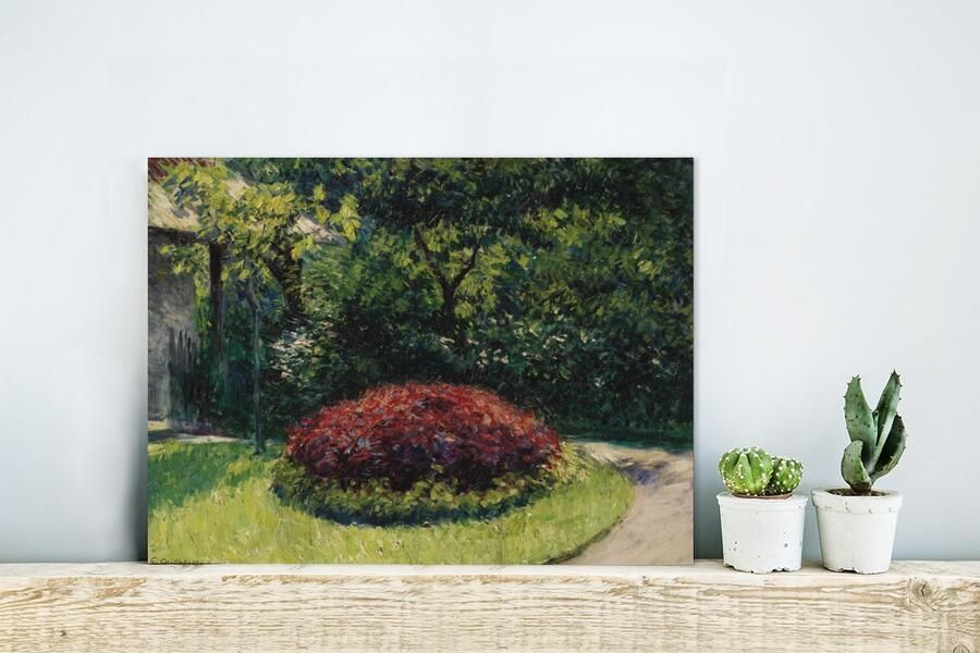 MuchoWow Glasschilderij Bed met bloemen in een tuin in Petit-Gennevilliers Schilderij van Gustave Caillebotte 40x30 cm Acrylglas Schilderijen Foto op Glas