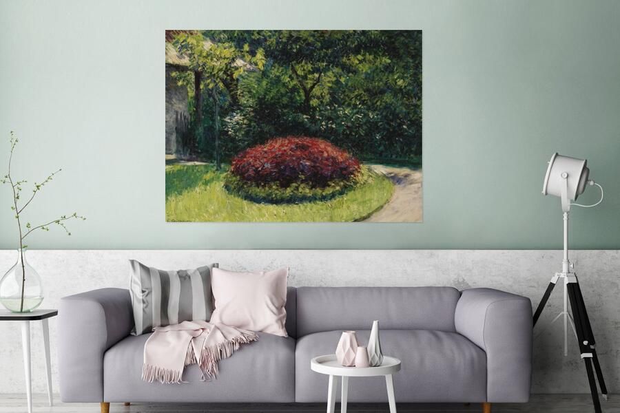 MuchoWow Glasschilderij Bed met bloemen in een tuin in Petit-Gennevilliers Schilderij van Gustave Caillebotte 160x120 cm Acrylglas Schilderijen Foto op Glas