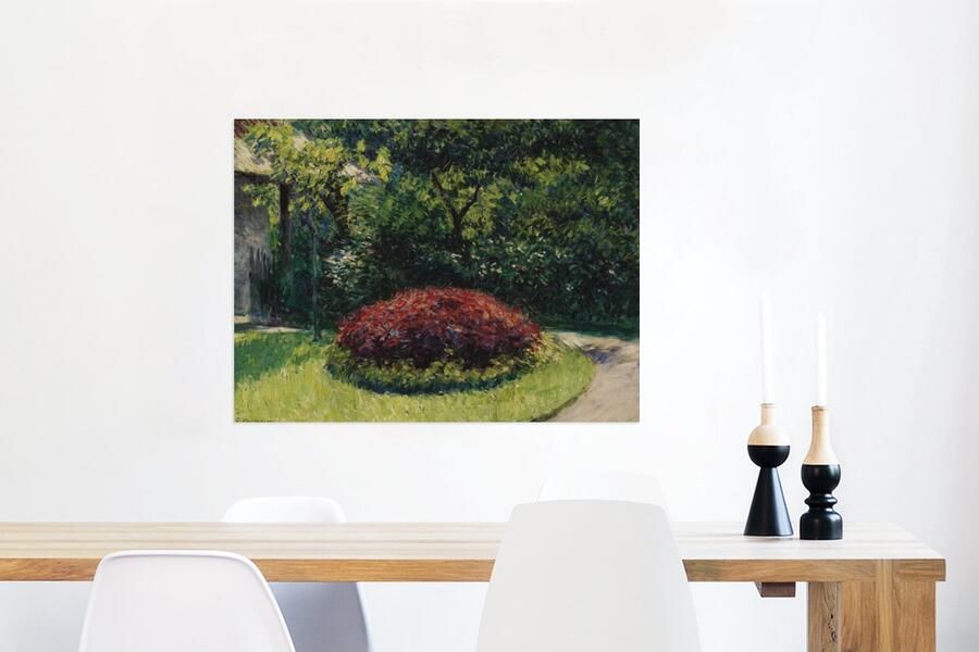 MuchoWow Glasschilderij Bed met bloemen in een tuin in Petit-Gennevilliers Schilderij van Gustave Caillebotte 80x60 cm Acrylglas Schilderijen Foto op Glas