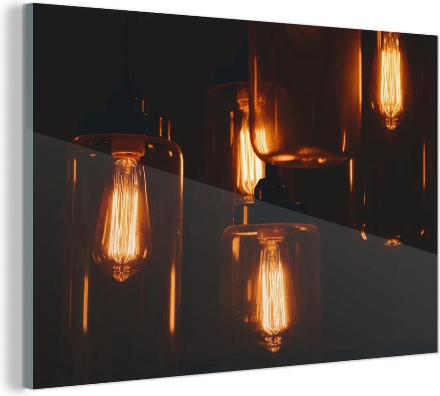 MuchoWow Glasschilderij Goud Lamp Licht 180x120 cm Acrylglas Schilderijen Foto op Glas