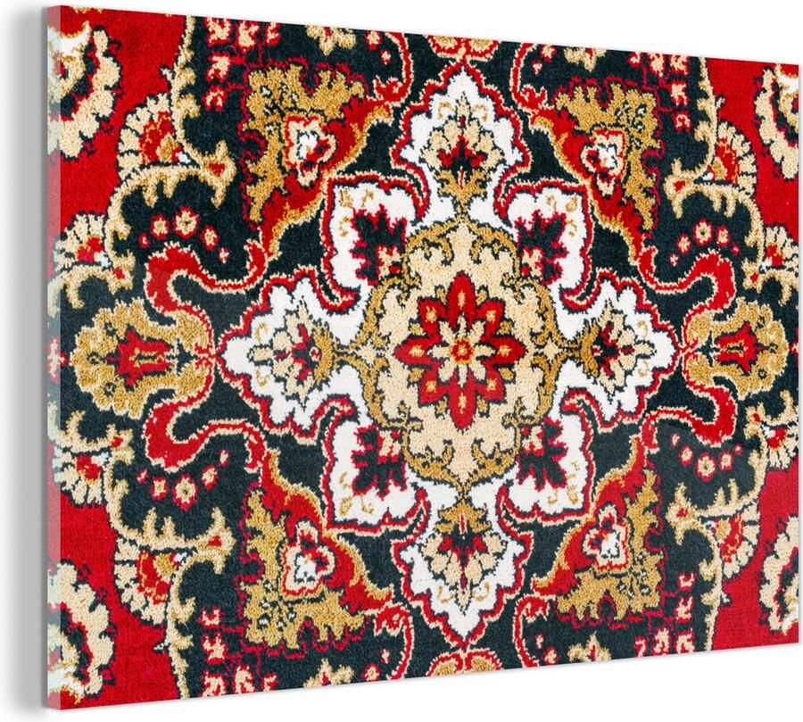 MuchoWow Glasschilderij Perzisch Tapijt Mandala Vloerkleed 150x100 cm Acrylglas Schilderijen Foto op Glas