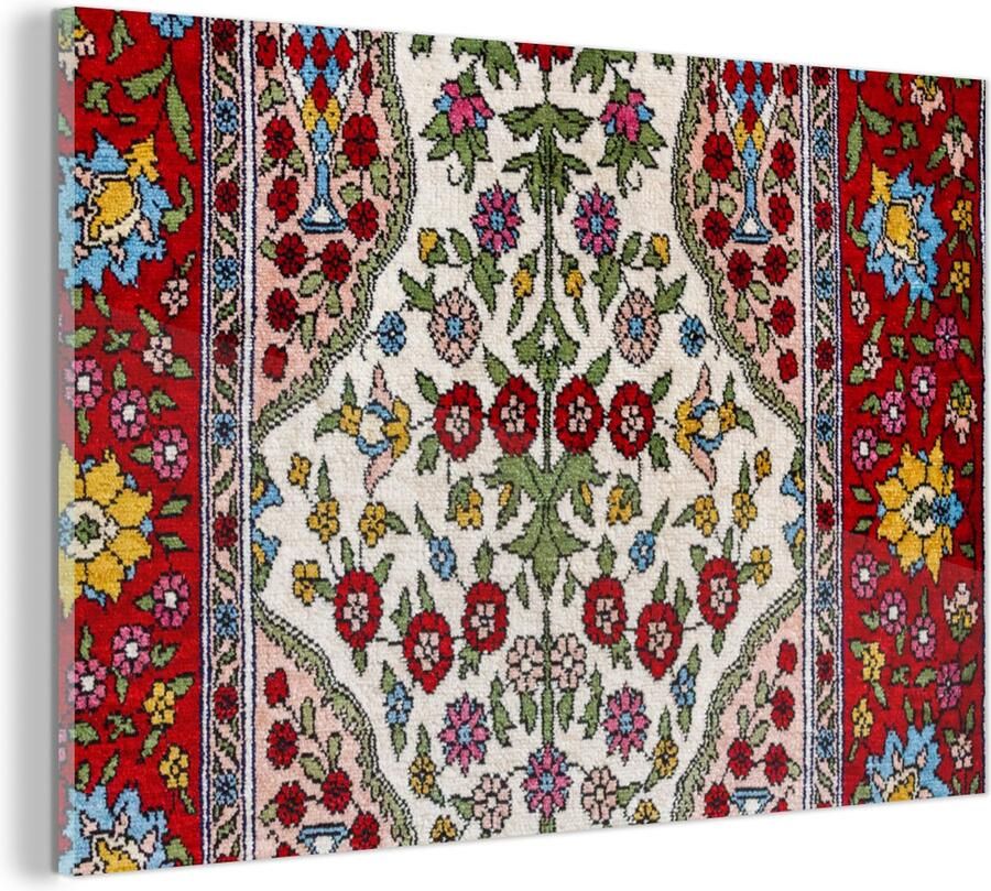 MuchoWow Glasschilderij Perzisch Tapijt Vloerkleed Patronen Kleuren 60x40 cm Acrylglas Schilderijen Foto op Glas