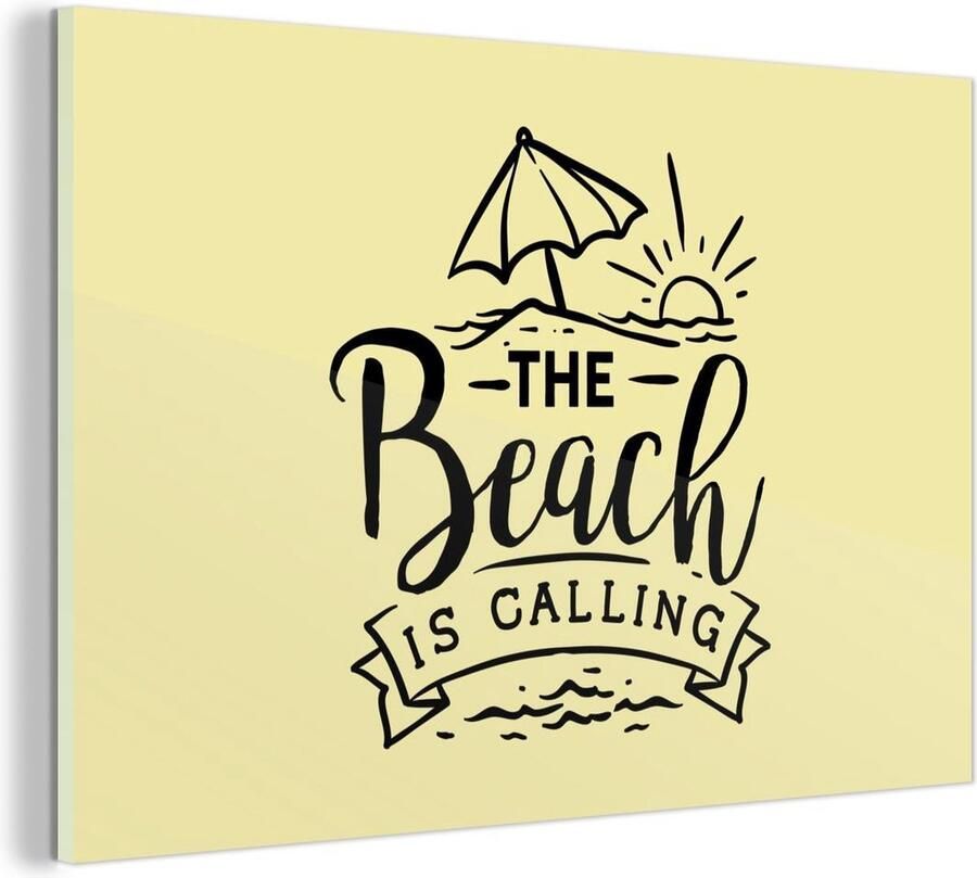 MuchoWow Glasschilderij Quotes Strand Parasol 180x120 cm Acrylglas Schilderijen Foto op Glas