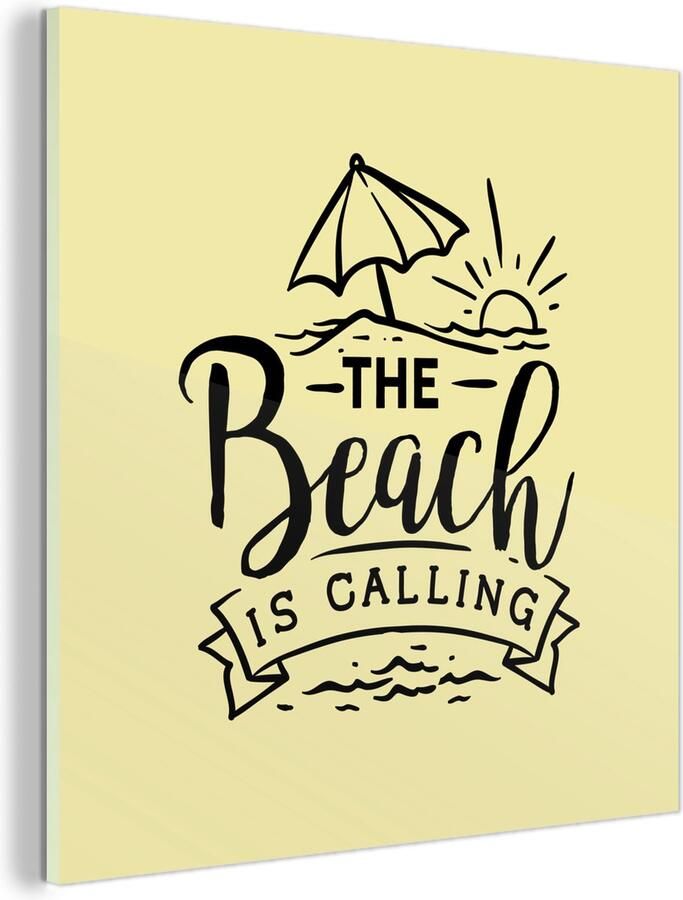 MuchoWow Glasschilderij Strand Parasol Quotes 90x90 cm Acrylglas Schilderijen Foto op Glas