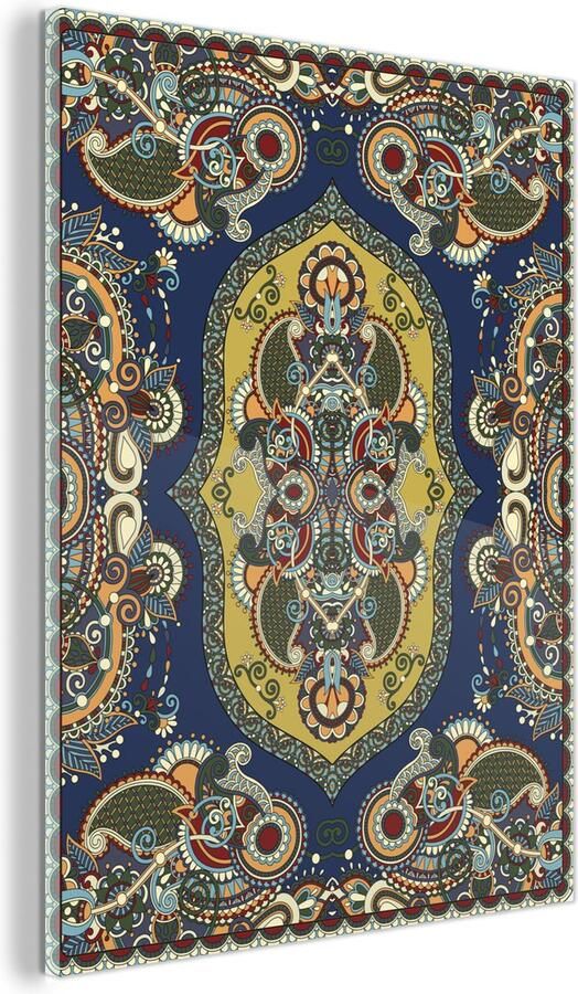 MuchoWow Glasschilderij Vloerkleed Patronen Kleuren 90x120 cm Acrylglas Schilderijen Foto op Glas