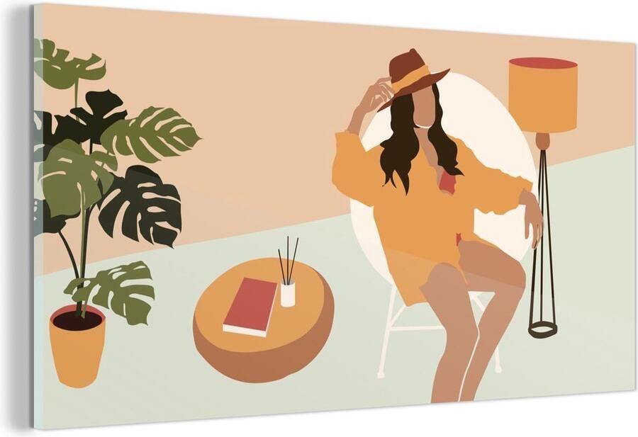 MuchoWow Glasschilderij Vrouwen Stoel Zomer 160x80 cm Acrylglas Schilderijen Foto op Glas