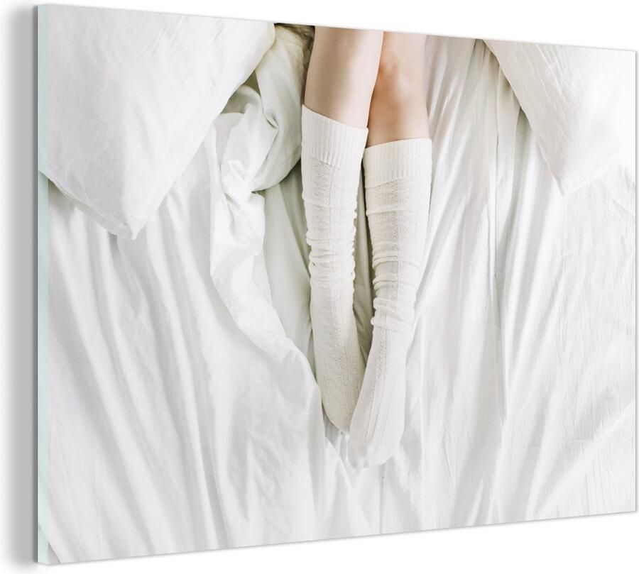 MuchoWow Glasschilderij Winter Bed Sokken 180x120 cm Acrylglas Schilderijen Foto op Glas