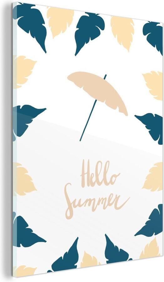 MuchoWow Glasschilderij Zomer Parasol Veren 30x40 cm Acrylglas Schilderijen Foto op Glas
