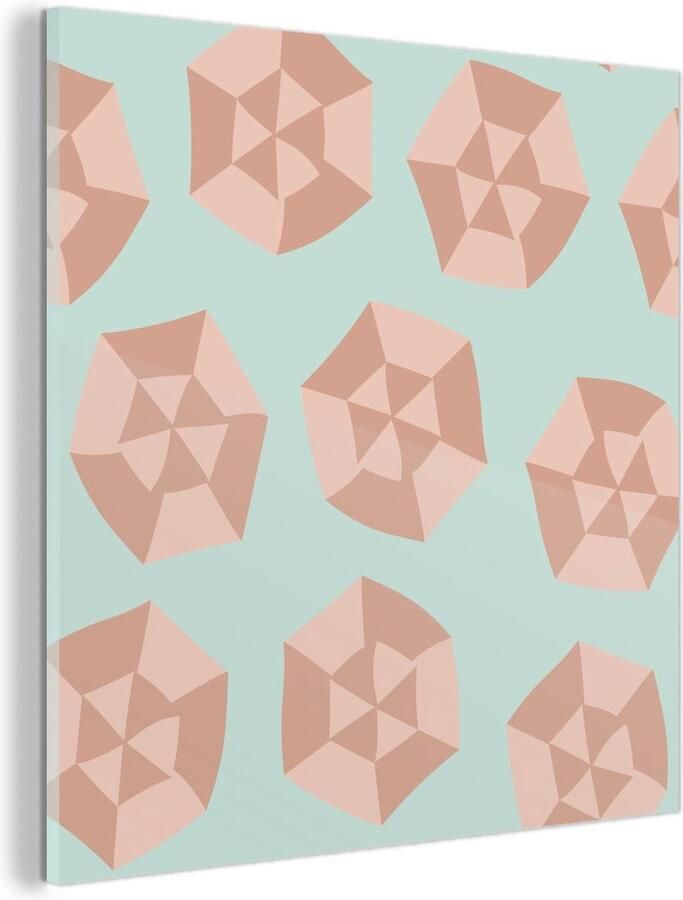 MuchoWow Glasschilderij Zomer Parasols Blauw 90x90 cm Acrylglas Schilderijen Foto op Glas