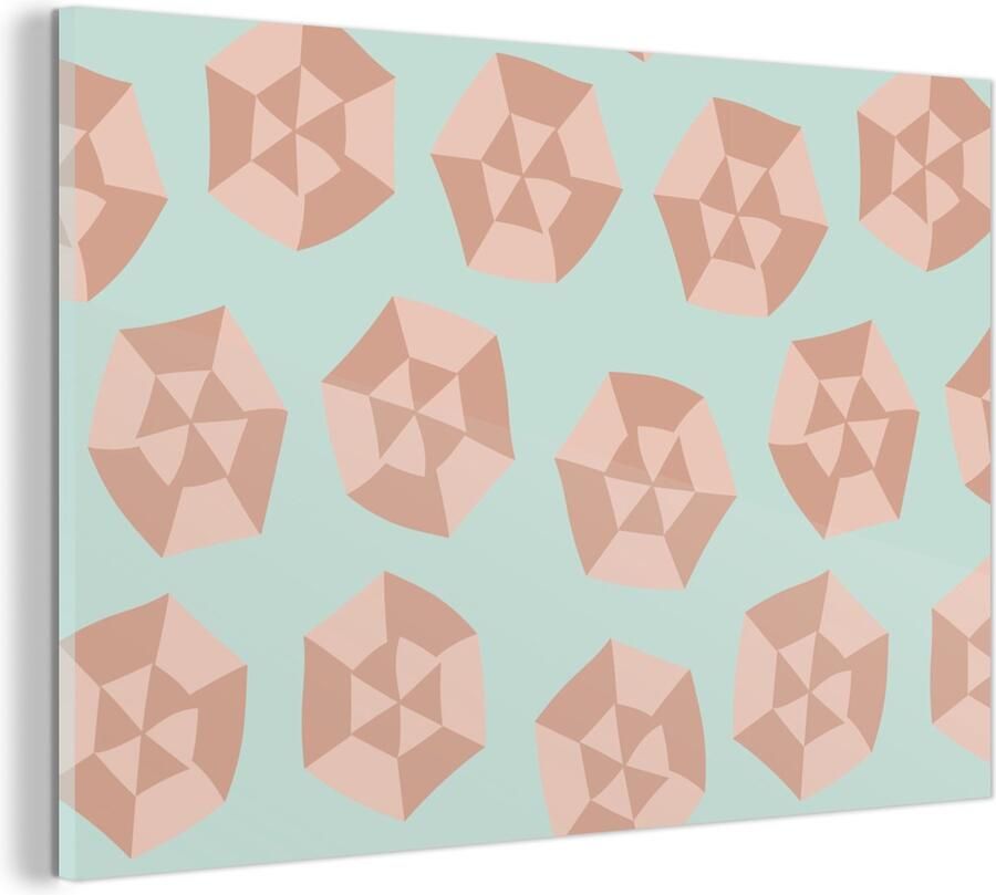 MuchoWow Glasschilderij Zomer Parasols Lichtblauw 90x60 cm Acrylglas Schilderijen Foto op Glas