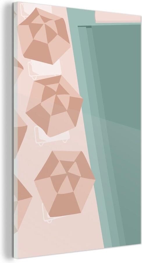 MuchoWow Glasschilderij Zomer Strandstoelen Parasols 100x150 cm Acrylglas Schilderijen Foto op Glas