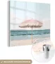 MuchoWow Glasschilderij 40x30 cm Schilderij acrylglas Parasol Strand Zee Wolken Foto op glas Schilderijen - Thumbnail 2