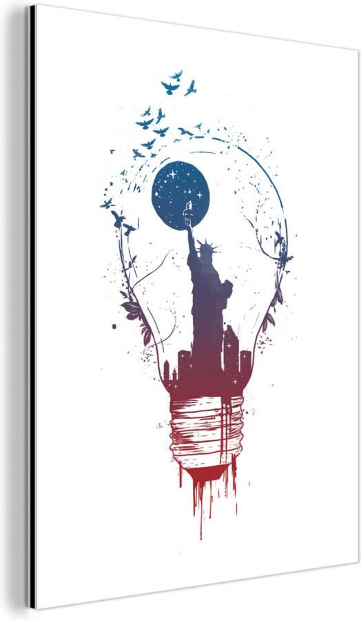 MuchoWow Wanddecoratie Metaal Aluminium Schilderij Industrieel Lamp New York Nacht Natuur 30x40 cm Dibond Foto op aluminium Industriële muurdecoratie Voor de woonkamer slaapkamer - Foto 1