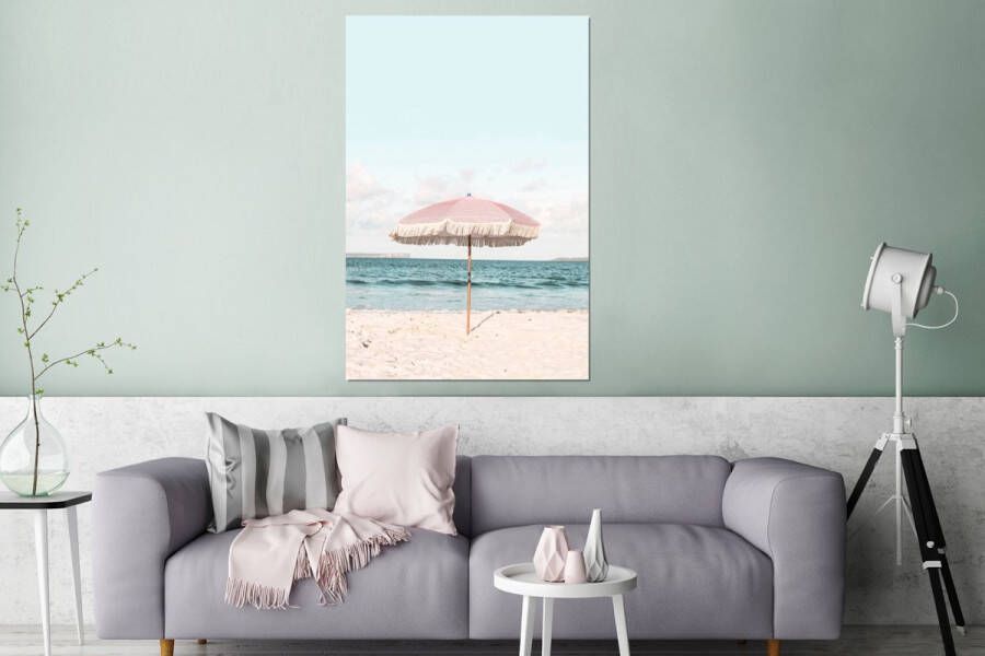 MuchoWow Wanddecoratie Metaal Aluminium Schilderij Industrieel Parasol Strand Zee Wolken 80x120 cm Dibond Foto op aluminium Industriële muurdecoratie Voor de woonkamer slaapkamer - Foto 2