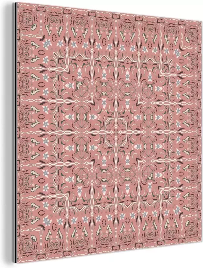 MuchoWow Wanddecoratie Metaal Aluminium Schilderij Industrieel Patronen Vloerkleed Roze 20x20 cm Dibond Foto op aluminium Industriële muurdecoratie Voor de woonkamer slaapkamer