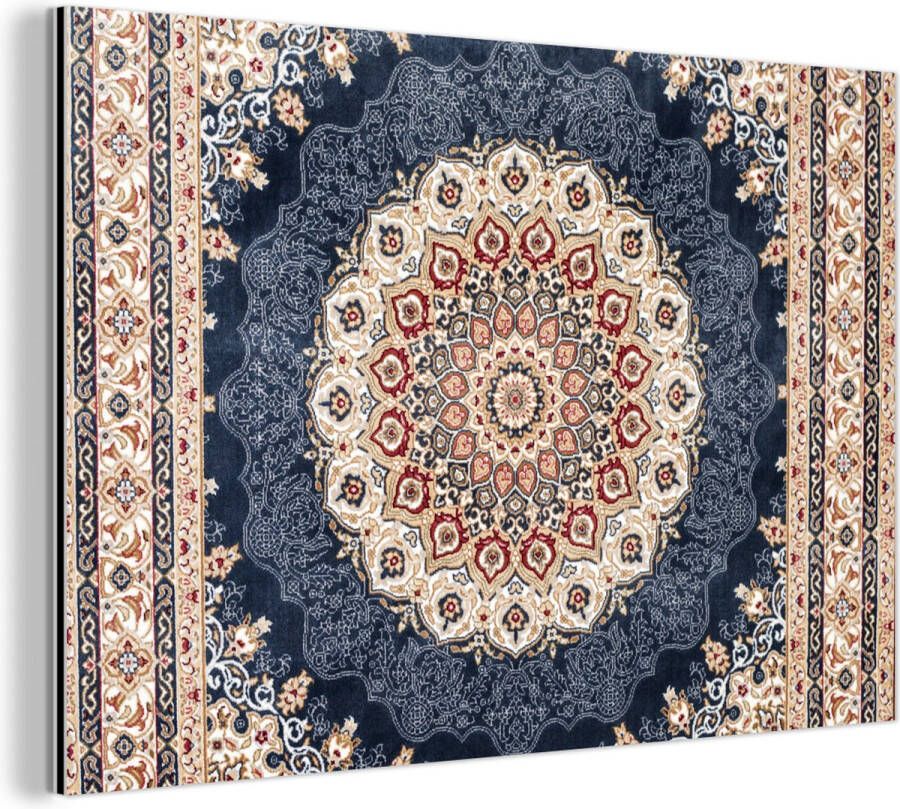 MuchoWow Wanddecoratie Metaal Aluminium Schilderij Industrieel Perzisch Tapijt Vloerkleed Mandala 30x20 cm Dibond Foto op aluminium Industriële muurdecoratie Voor de woonkamer slaapkamer