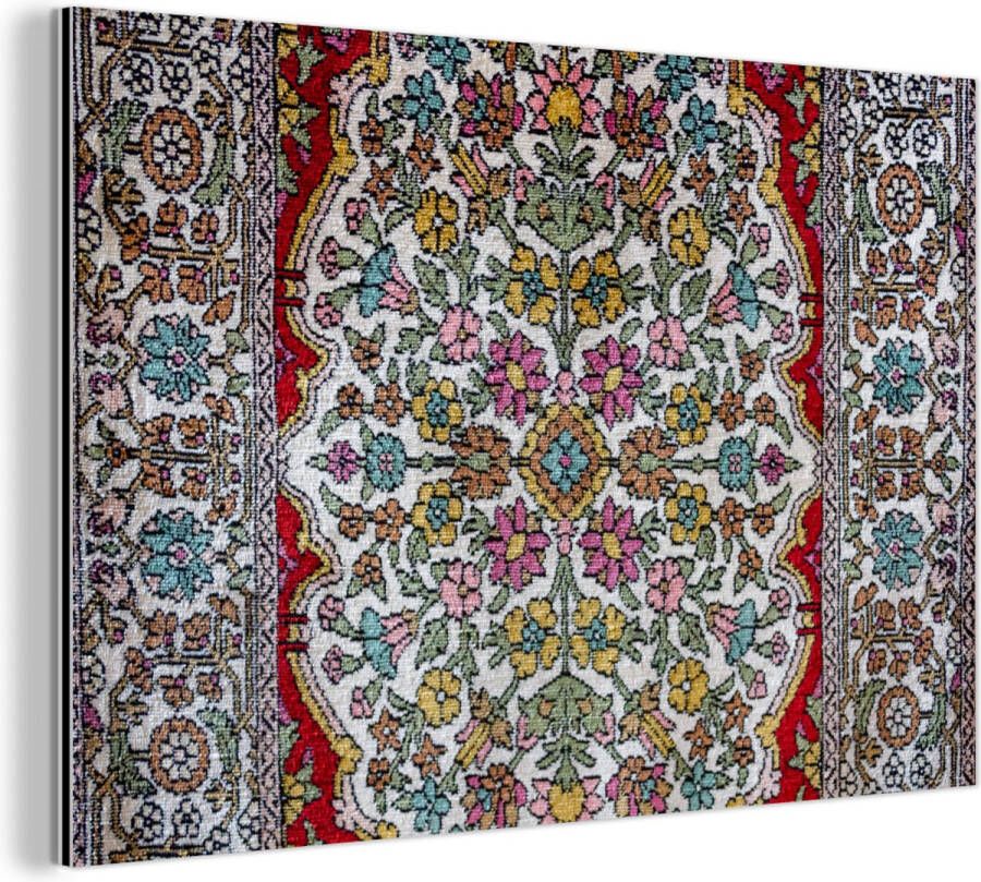 MuchoWow Wanddecoratie Metaal Aluminium Schilderij Industrieel Perzisch Tapijt Vloerkleed Patronen Kleuren 150x100 cm Dibond Foto op aluminium Industriële muurdecoratie Voor de woonkamer slaapkamer