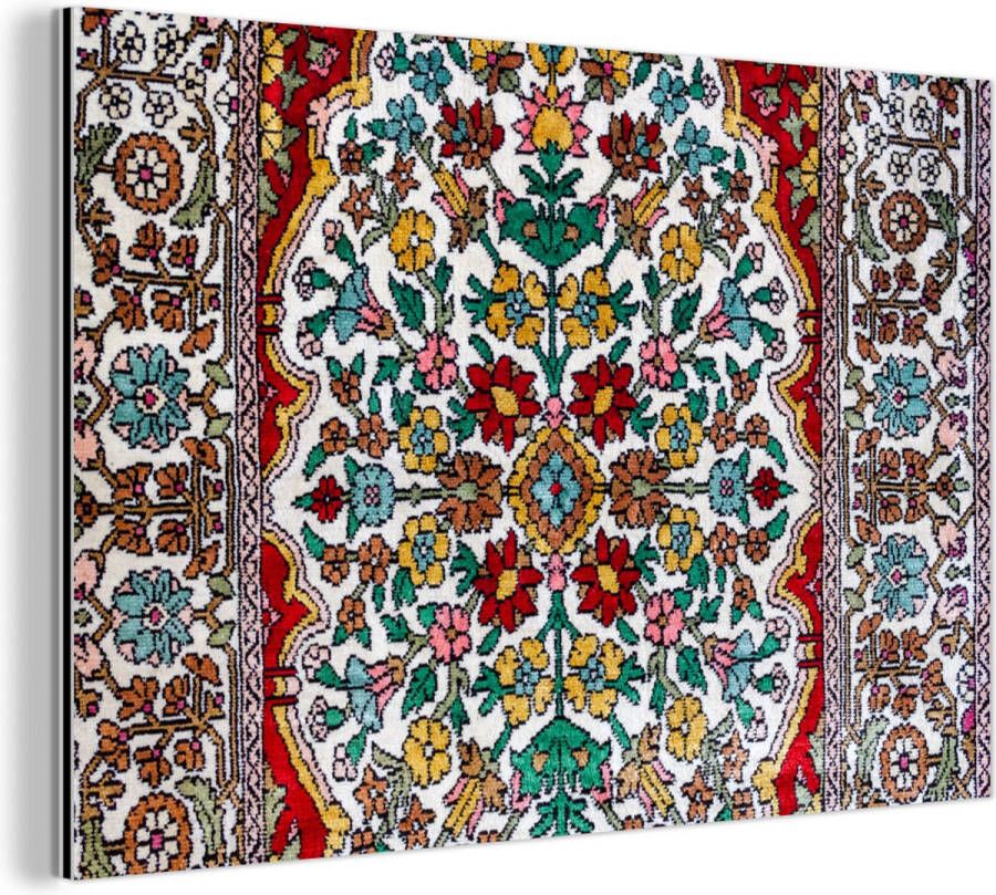 MuchoWow Wanddecoratie Metaal Aluminium Schilderij Industrieel Perzisch Tapijt Vloerkleed Patronen Kleuren 30x20 cm Dibond Foto op aluminium Industriële muurdecoratie Voor de woonkamer slaapkamer