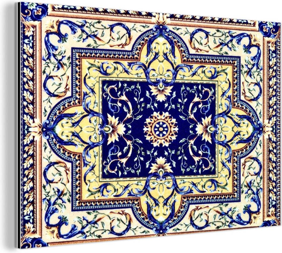 MuchoWow Wanddecoratie Metaal Aluminium Schilderij Industrieel Perzisch Tapijt Vloerkleed Patronen Blauw 30x20 cm Dibond Foto op aluminium Industriële muurdecoratie Voor de woonkamer slaapkamer - Foto 2