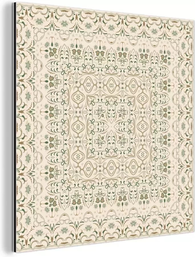 MuchoWow Wanddecoratie Metaal Aluminium Schilderij Industrieel Perzisch Tapijt Vloerkleed Patronen Groen 20x20 cm Dibond Foto op aluminium Industriële muurdecoratie Voor de woonkamer slaapkamer