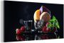 MuchoWow Wanddecoratie Metaal Aluminium Schilderij Industrieel Rustiek Fruit Kaas Tafel Stilleven 120x60 cm Dibond Foto op aluminium Industriële muurdecoratie Voor de woonkamer slaapkamer - Thumbnail 1