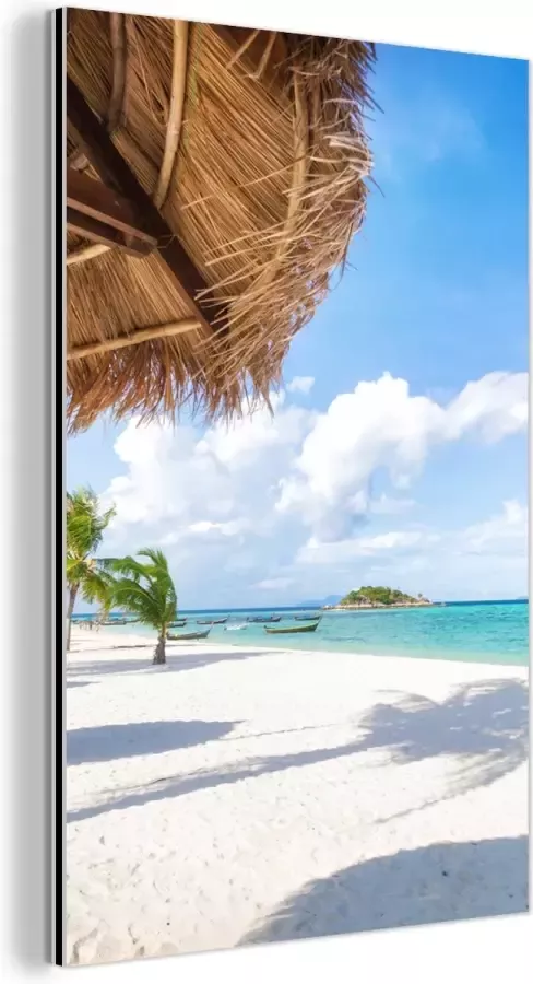 MuchoWow Wanddecoratie Metaal Aluminium Schilderij Industrieel Strand Parasol Zee Eiland 20x30 cm Dibond Foto op aluminium Industriële muurdecoratie Voor de woonkamer slaapkamer