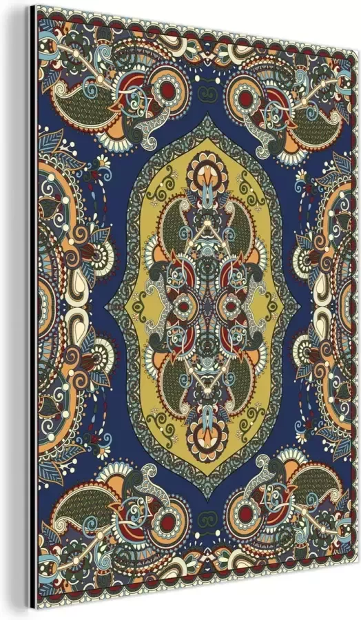 MuchoWow Wanddecoratie Metaal Aluminium Schilderij Industrieel Vloerkleed Patronen Kleuren 30x40 cm Dibond Foto op aluminium Industriële muurdecoratie Voor de woonkamer slaapkamer